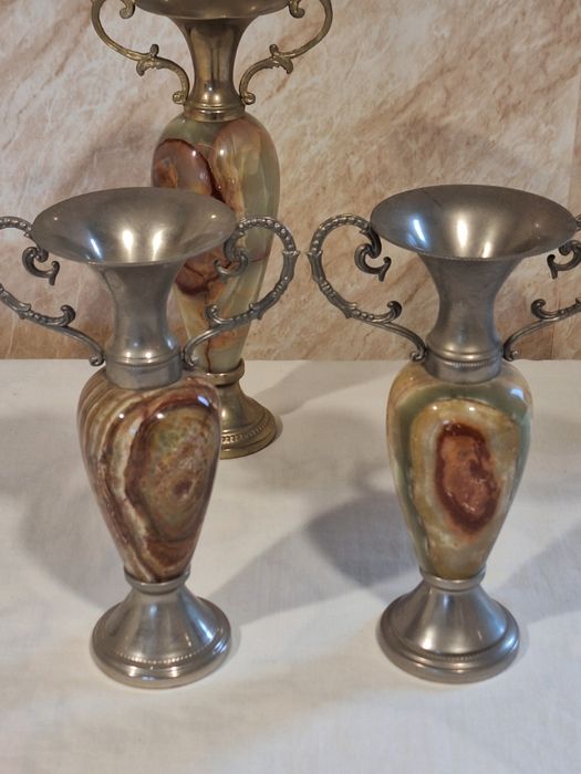 Уникален сет за камина от оникс