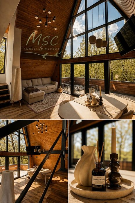 Complex A-Frame | 2 cabane + AC pentru încă 3 | Teren 2.157 mp | Ocupare 74%