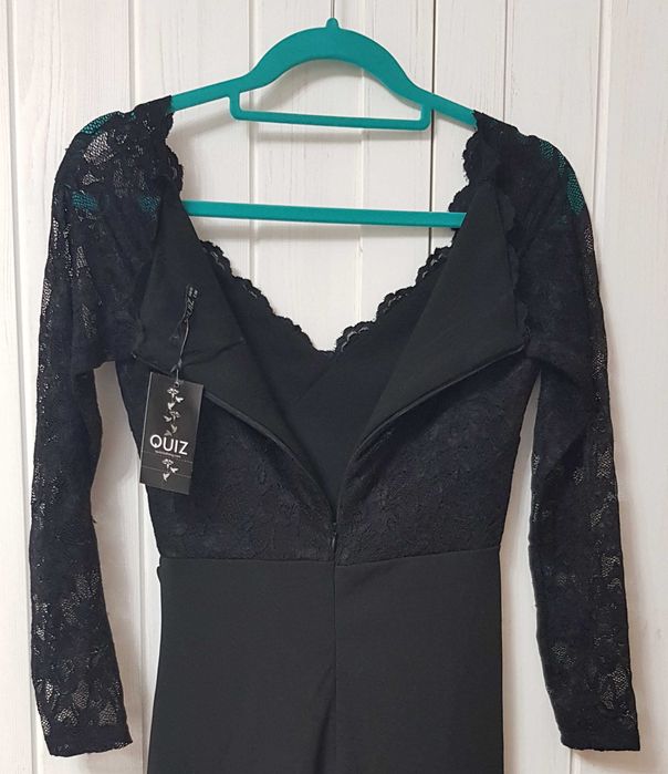Rochie de seară Quiz, neagră, cu trenă