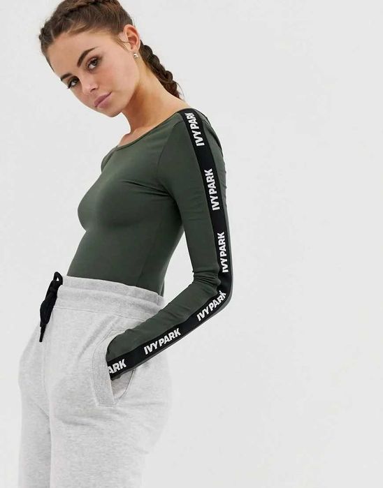 Ivy Park Logo Stripe Long Sleeve Bodysuit дамско боди - М