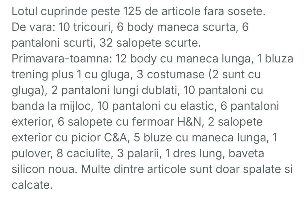 Lot haine 68-74 baieti