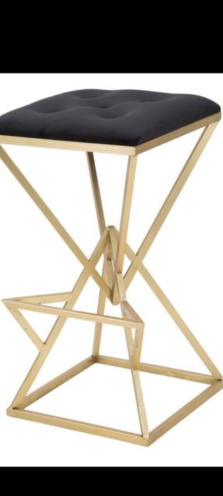 Taburet din metal aurit și catifea DECOR