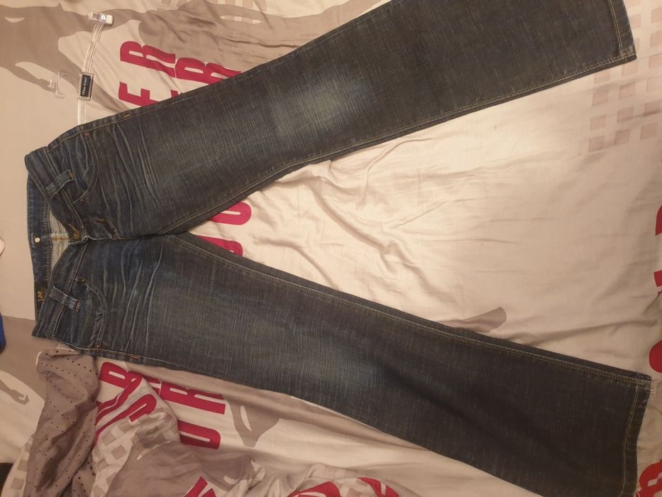 Дънки Lee, сини, 27/33, памук, оригинално състарени, тип чарлстън