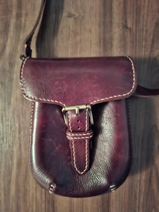 Poșetă piele hand-made cusută manual nouă