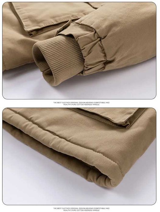 Новая зимняя куртка с меховым капюшоном цвета Хаки 52,54,56 до 120 кг