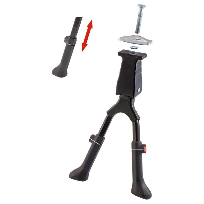 Двойна централна стойка за велосипед WAG, Степенка, Регулилуема, Черна