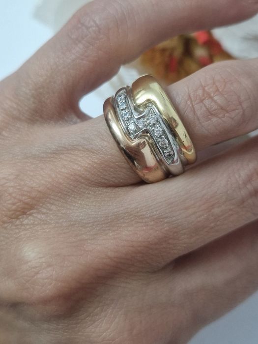 Inel argint masiv 925 placat cu aur roz,galben și rodiu