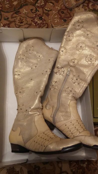 Сапоги кожа светлые  ( Доставка)