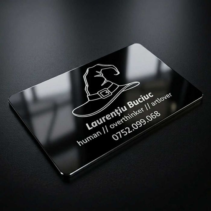 Carte de vizită metalică premium – gravură laser, 10 Buc/Set