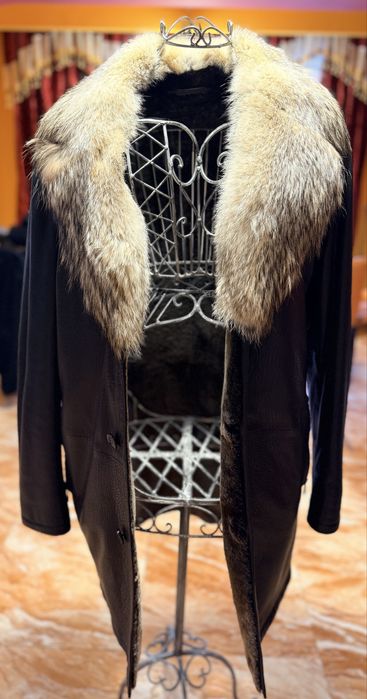 Palton barbatesc din piele naturala si blana Torry Milano