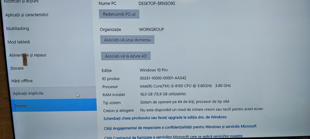 Unitate pc,intel 8100  gen.8 nvm256gb video 4 gb 8 gb ram gaming