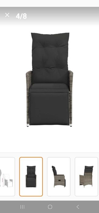 Vand 2 fotolii rabatabile din ratan , cu perne gri ,noi ,nefolosite .Mobilier de gradina