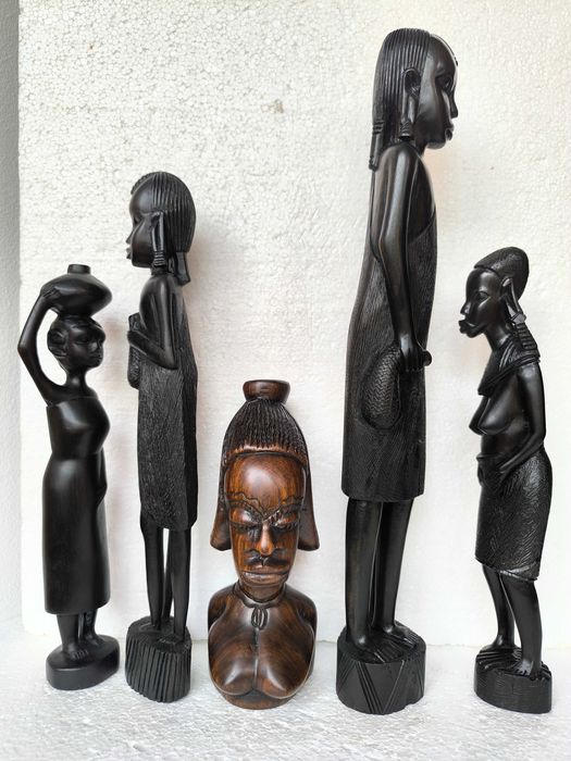 statuete abanos sculptura africa tribul Masai,arta veche vintage antic