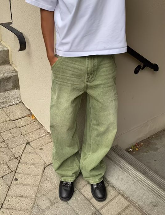 Джинсы зеленые baggy