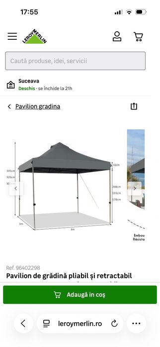 Pavilion de grădină pliabil și retractabil 3x3 m
