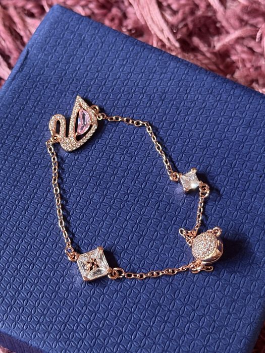Bratara cu lebada swarovski rose gold 18 cm noua