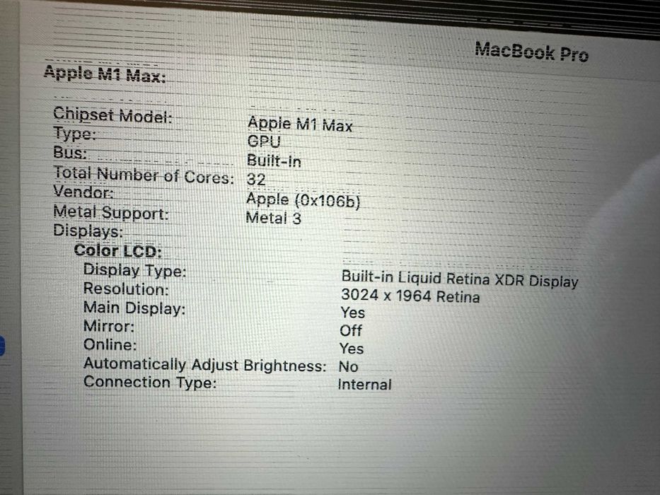 Apple Macbook Pro A2442 М1 MAX 32GB 32GPU 14 инча 2021 г