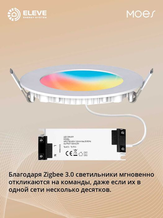 Умный встраиваемый светильник Moes| WB-TDD12-RCW-4-MS|ZB-TDD6-RCW-4-MS