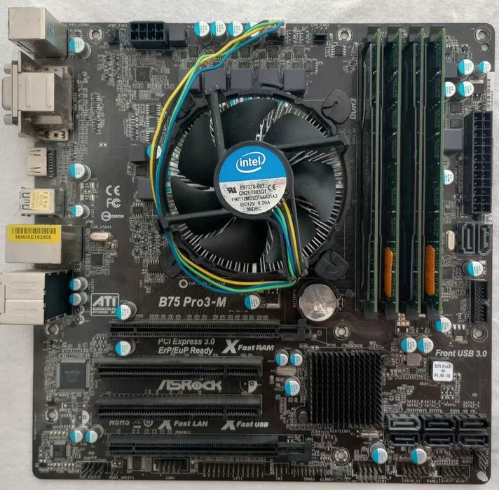 Дъно Дънна платка ASRock B75 Pro 3 процесор i7 2600 16gb RAM охладител