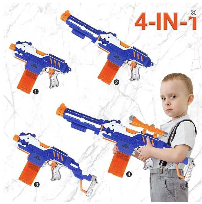 Детска пушка електрически автоматичен бластер на батерии за NERF патрони – поролонови стрелички