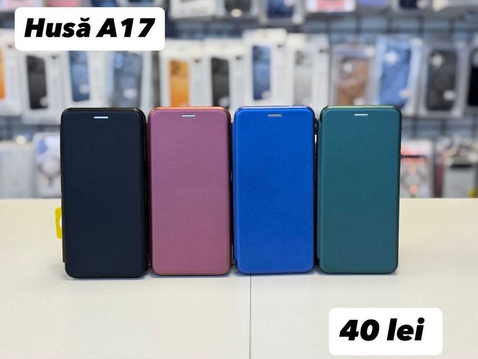 Husa piele ecologica tip carte, folie, cablu, incarcator  Samsung A17