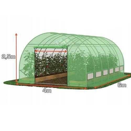 Solar de grădină 6x4x2.5m, polietilenă 240 g/m2, rezistentă la UV, țeavă 32 * 1.2mm