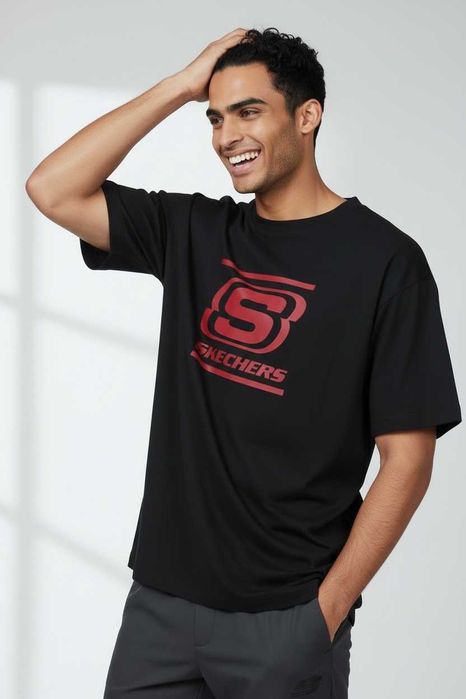Мъжка тениска, SKECHERS, Loose Fit, Черен