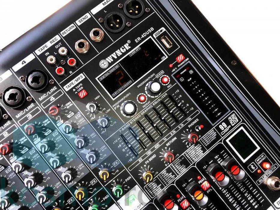 Mixer audio activ amplificat 2 x 450W RMS, 99 Efecte, Bluetooth, USB