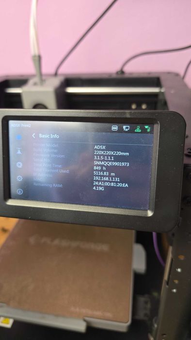 Vând Imprimantă 3d Flashforge AD5X (Printer 800h)
