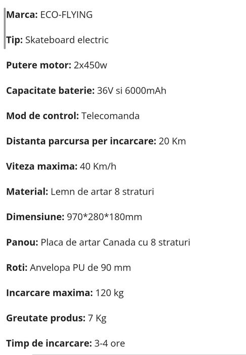 Longboard Electric de 900W