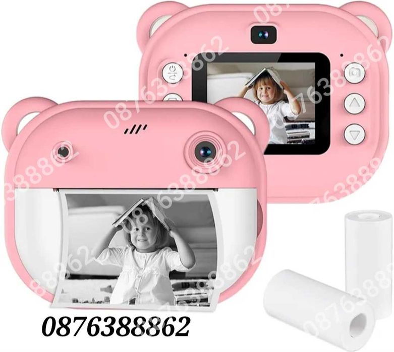 Детска  камера фотоапарат с незабавен печат и функции „Направи си сам“