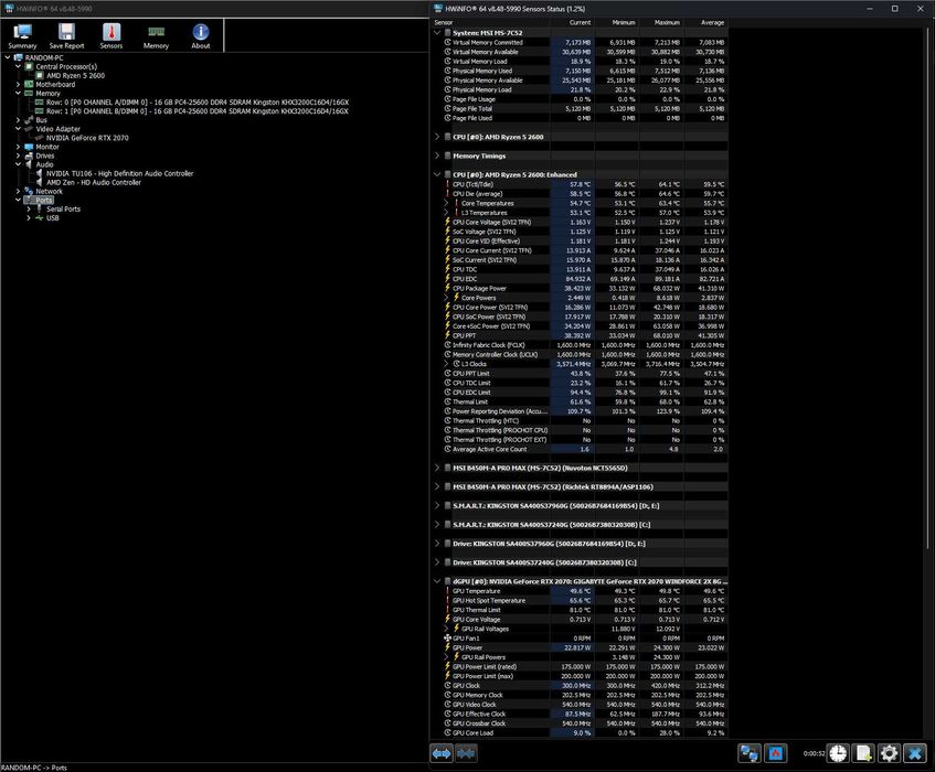 unitate PC desktop AMD Ryzen 2600 + NVIDIA RTX 2070