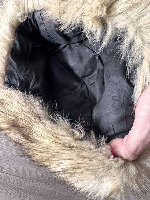 Caciula si guler blana vulpe argintie