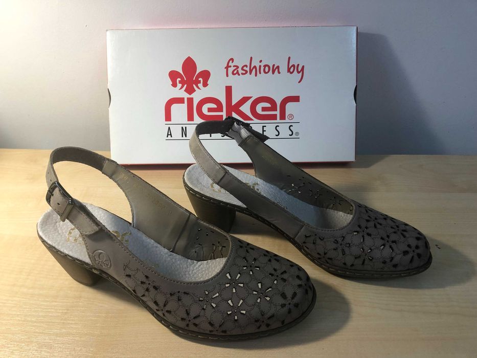 Sandale dama bej, Rieker, din piele naturală, foarte comode
