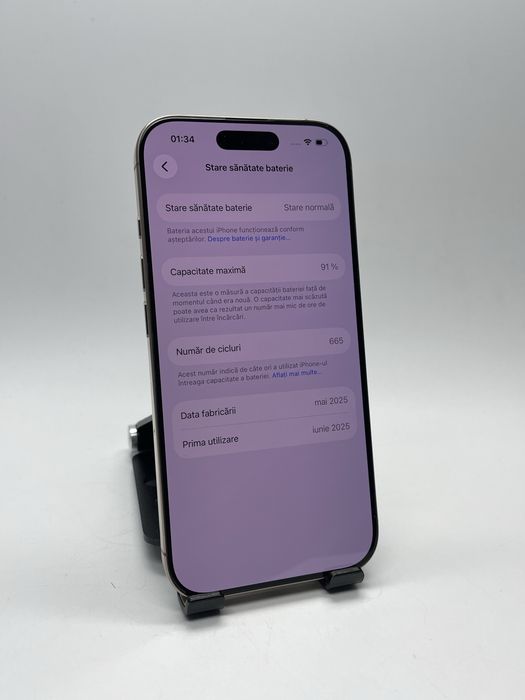 iPhone 16 PRO 256Gb - Stare ca nou - Baterie 91% + Garantie