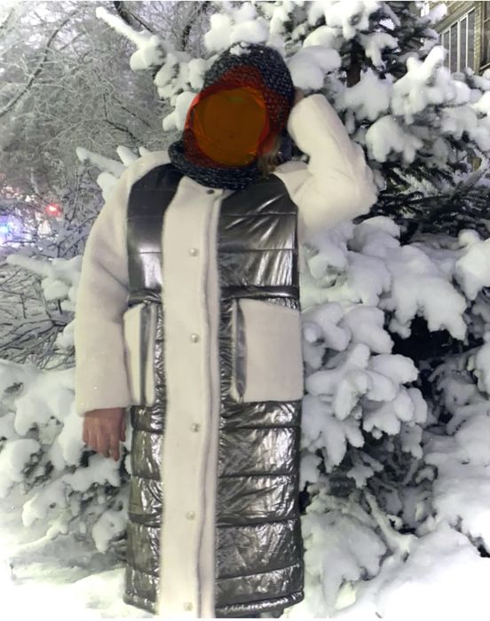 Новый пуховик куртка с опуской натуральный песец белый