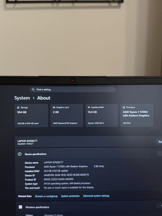 Lenovo IdeaPad 1 – Ryzen 7 (8 ядра) | 16GB RAM | 1TB SSD | КАТО НОВ