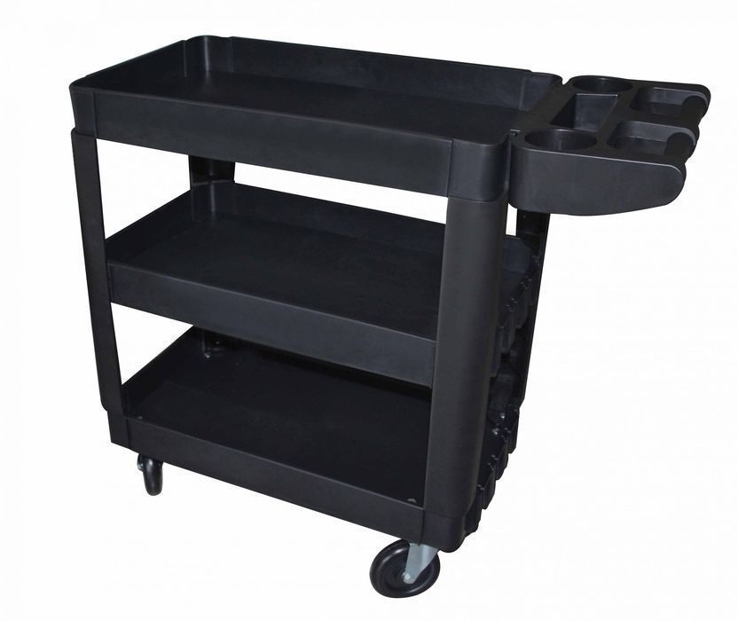 Carucior mobil pentru scule, plastic rezistent, 3 rafturi, 250 kg, cu