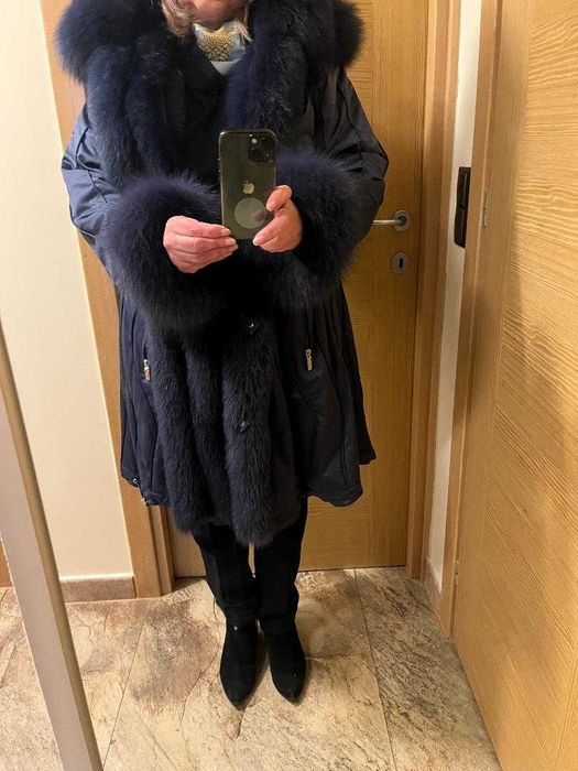 Haina din blana naturala de vulpe cu doua fete