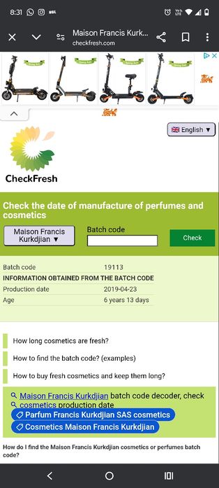 Parfum Maison Francis Kurkdijan baccarat