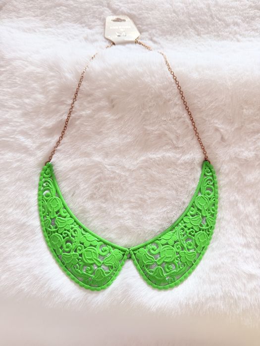 Colier lant model guler verde auriu
