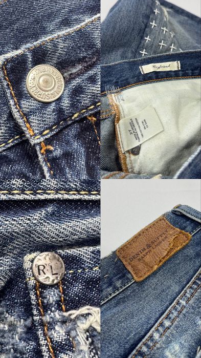 Blugi reworked Polo Ralph Lauren ripped camo distressed blue & camo