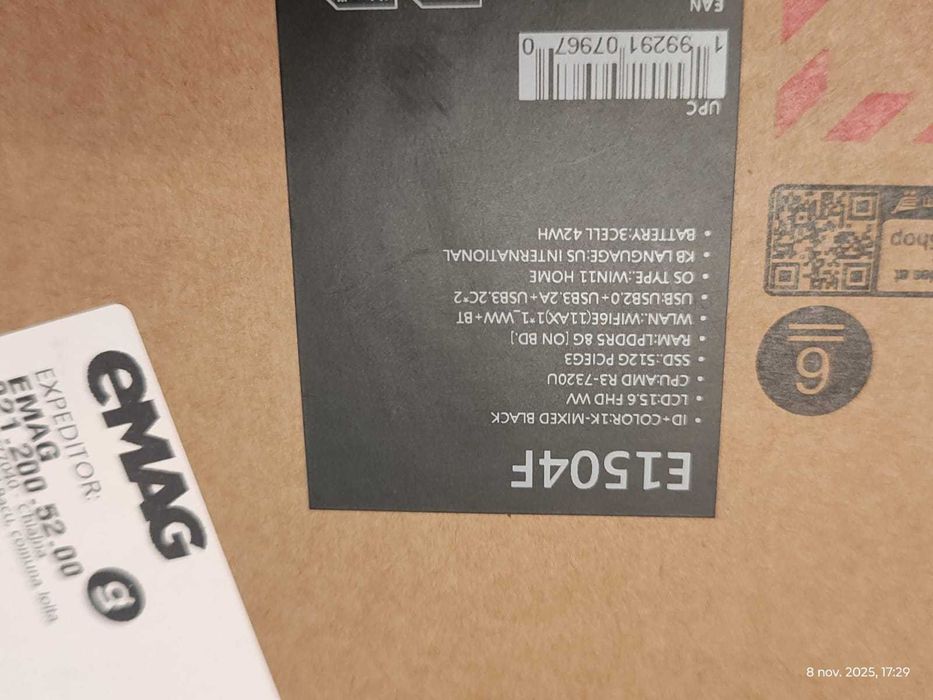 Laptop ASUS Vivobook, display 15,6'', sigilat, garantie 2 ani, 1,63kg