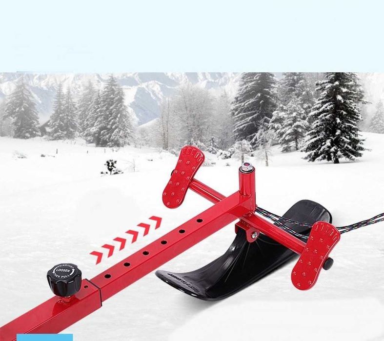 снежна шейна със ски и щеки, въже за теглене