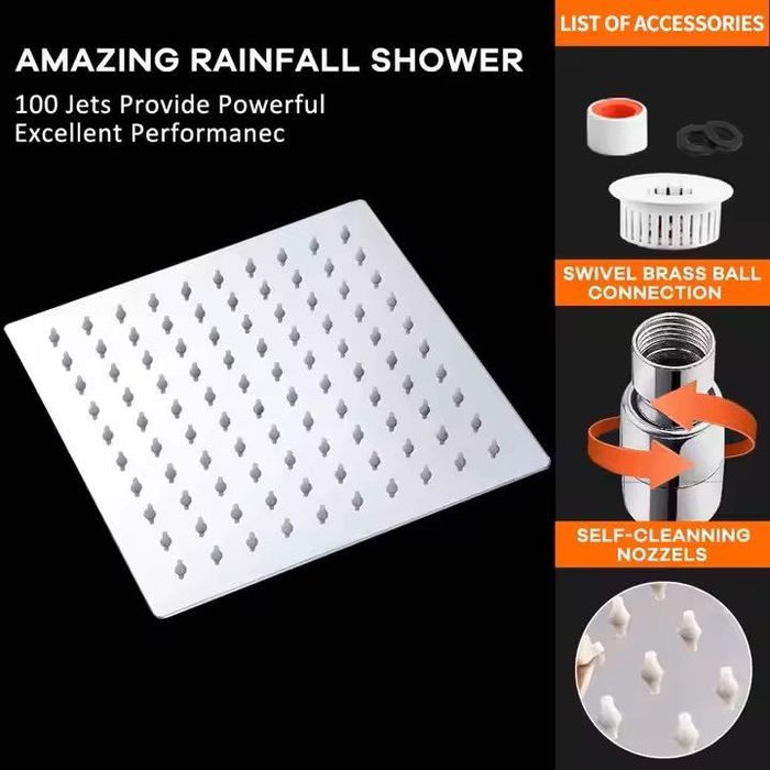 Cap Dus Plafon Inox – Jet Puternic, Ultra Slim, cu Sistem de Filtrare pentru Apa Dura