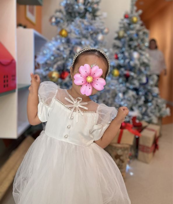 Белое платье пышное на 3-4 года Oq kuylak