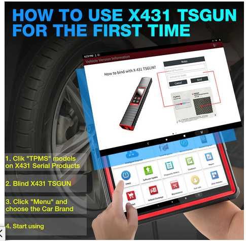 Tester diagnoza Launch X431 TSGUN i-TPMS –  presiune în anvelope
