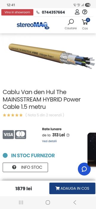 Van den Hul The Mainsstream Hybrid cablu curent High End