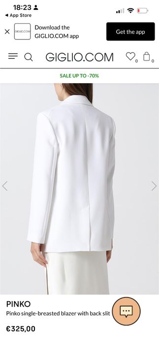 Pinko бял блейзър с брандирано копче модерен овърсайз модел