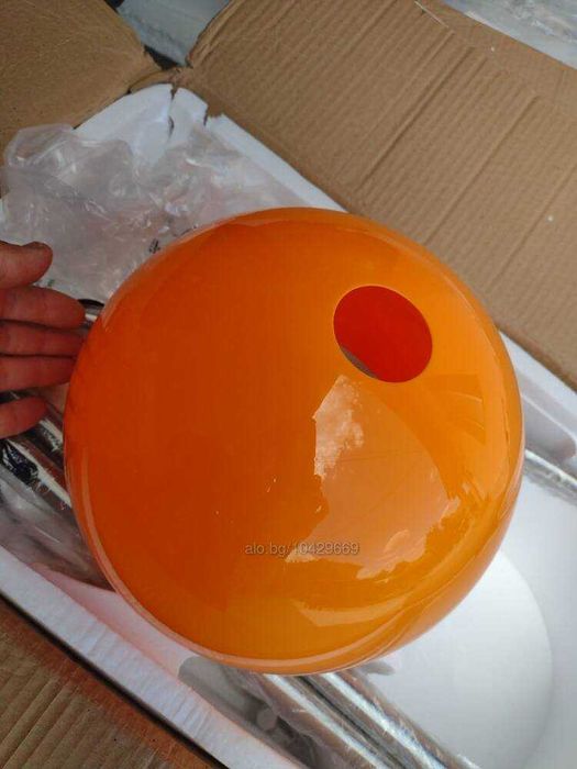 Лампа със стойка тип дъга оранжев плафон/мраморна стойка E27 60 W